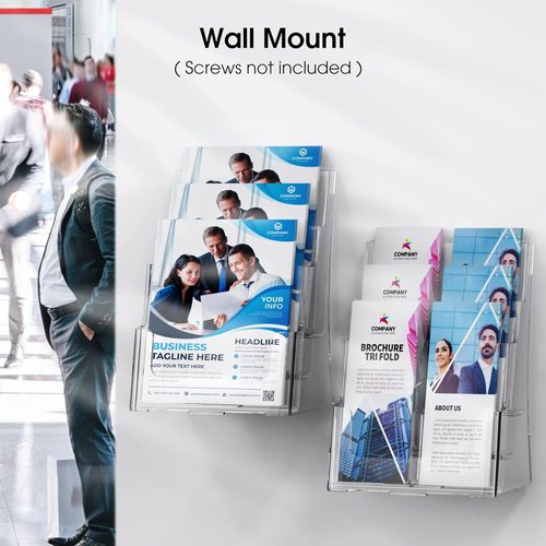 MaxGear Acrylic Brochure Holder - 3 Tier & 4 Tier Display Stand for 8.5x11 inch Flyers | Clear Literature Organizer
