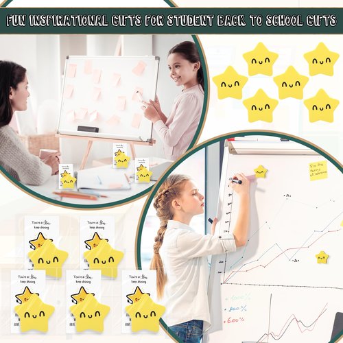 Lincia 24 Sets Back to School Gifts for Students, Smile Face Magnetic Dry Erase Whiteboard Erasers with Motivational Cards and Bags Gifts Bulk for Classroom Prize Teachers First Day of School