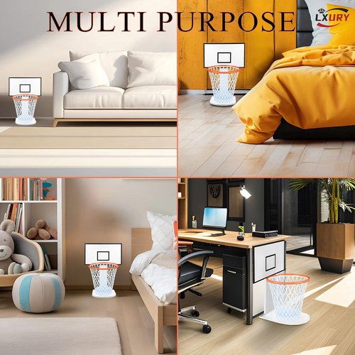 Basketball Trash Can Complete Set(Including 1pc Basketball Garbage Bin)– Fun Indoor Office Basketball Hoop, Perfect Basket ball Mini Hoop Trash Can, Basketball Hoop Trash Can and Unique Birthday Gifts