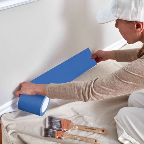 Fainne 3 Rolls Blue Painters Tape Bulk Multi Pack Safe Paint Paper Masking Tape for Wall Painting Decoration Supplies (Blue,6 Inch X 55 Yards)
