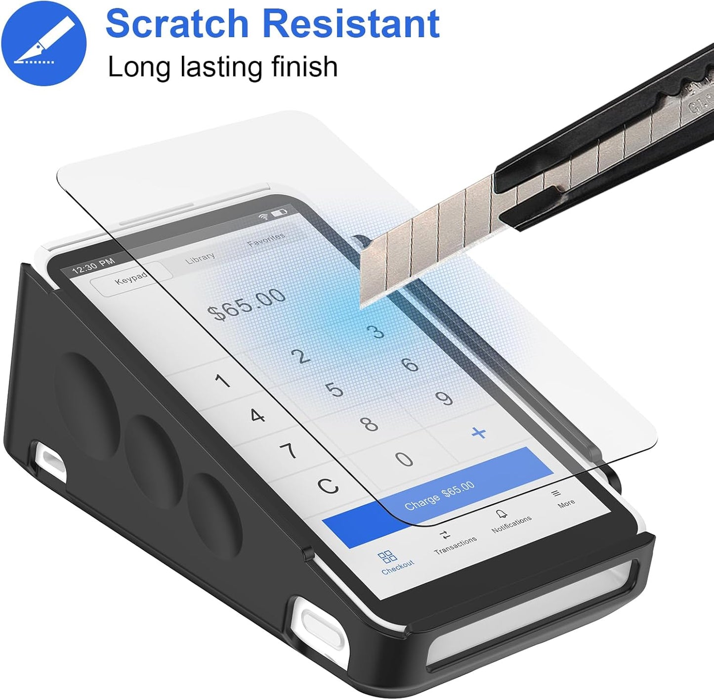 Skiennix Protective Case & Screen Protector - Anti-Slip Grip Design, Black, for Square Terminal