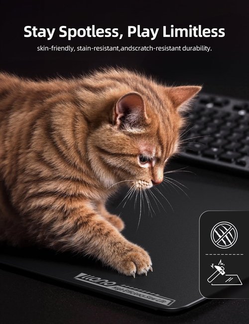 llano MP001 Tempered Glass Gaming Mouse Pad for FPS Gamers, 17.7”x15.8” Large Ultra-Smooth 0.85μm Micro-Etched Surface, 3mm Thick, Non-Slip Base, Compatible with Viper/G502, Large