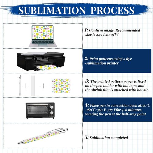 48 Pcs Sublimation Pens Blank Sublimation Coated Pen With Shrink Wrap Heat Transfer Pen Sublimation Ballpoint Pen,Aluminum Customized Clip Pen Personalized Pen For DIY Office School Stationery Supply