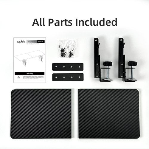 Suptek Clamp-on 9.5 x 23.6 inch Desk Extender, Wrist Support, Foldable Keyboard Tray Platform, Suitable for Office Desks, Carbon Fiber, DSF3L