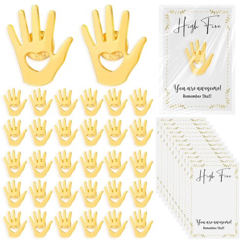 Foilswirl 60 Sets Employee Appreciation Gifts Bulk Gold Hands Lapel Pins with Inspirational Cards and Opp Bags Volunteer Motivational Pin Recognition Gifts for Teacher Nurse Team Staff Social Worker