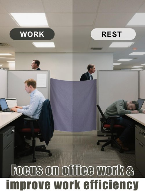 NebulaEdge Portable Cubicle Privacy Curtain for Office,47x38 in，with 2 Self Adhesive Hook and 4 Adjustable Around Installation Direction Door Circular Ring ﻿