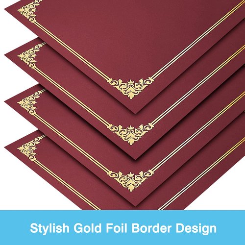 SUNEE Certificate Holders(Burgundy, 30 Packs), Diploma Covers Gold Foil Border, for Letter Size 8.5x11 Certificates, Cardstock, Document Papers