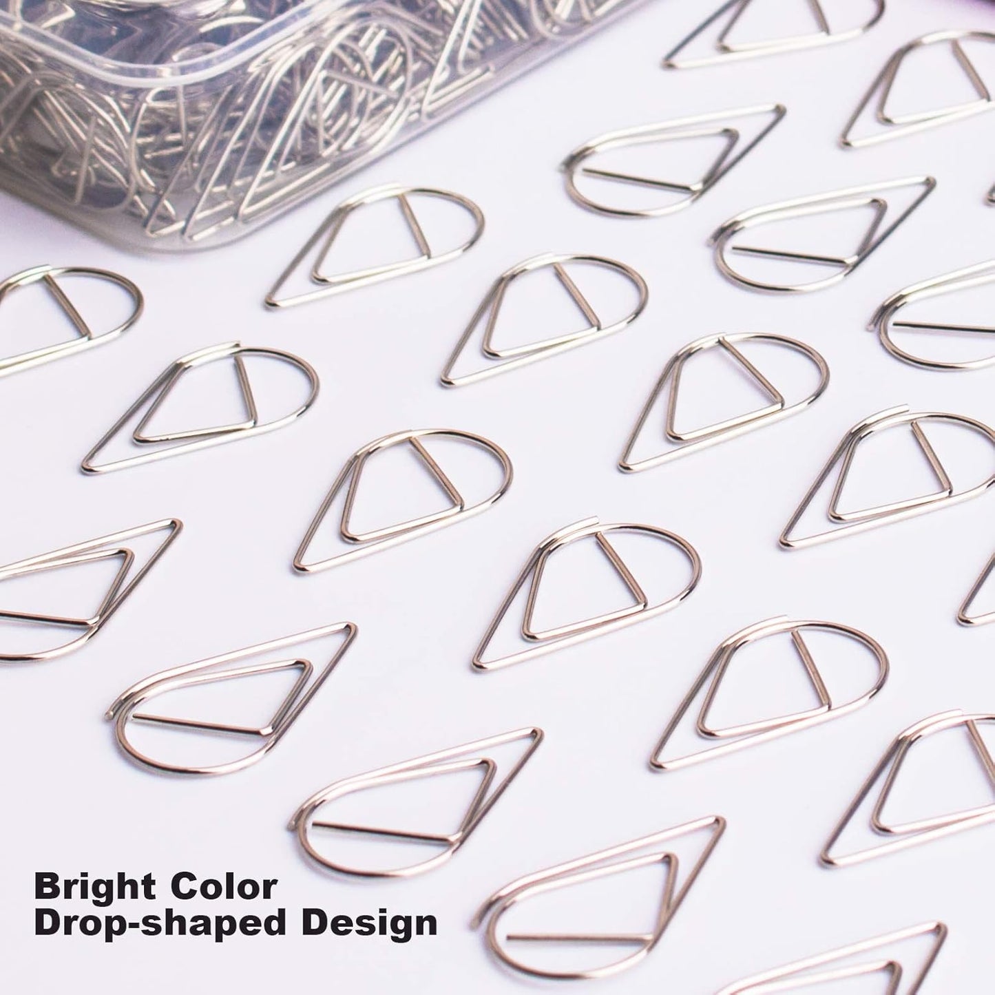 VENCINK Silver Paper Clips - 300 Smooth Stainless Steel Drop-Shaped Clips for Office & School Use