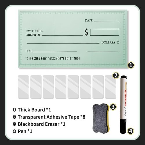 Giant Check for Presentations, 36 x 16 Dry Erase Big Blank Check, Fake Check, Oversized Checks for Fundraisers, Prizes, Awards,Retirement, Charity & Donation Events