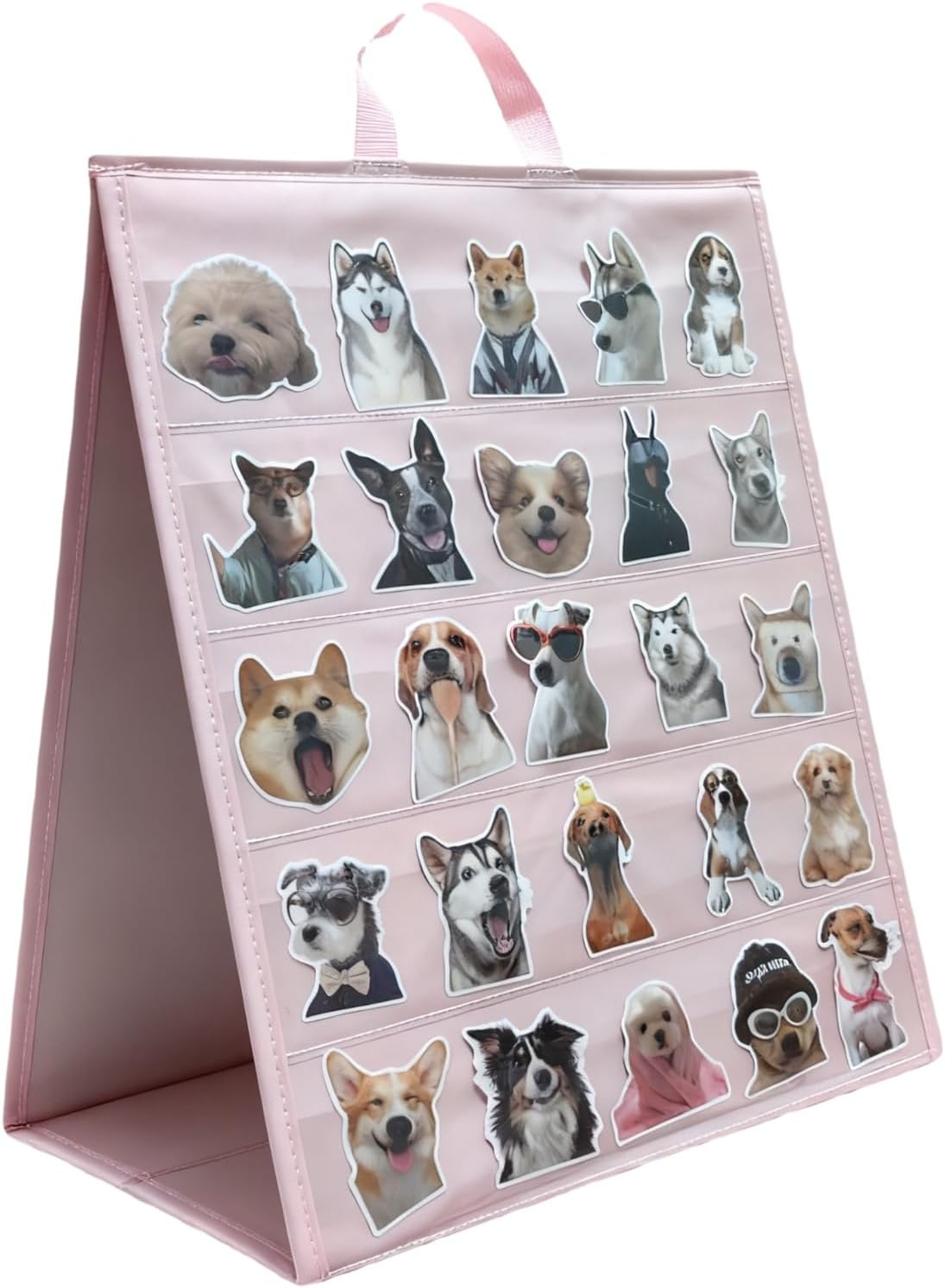 Skiennix Double-Sided Sticker Display Stand - Portable 4" Card Organizer for Events | 17"x13" Pink