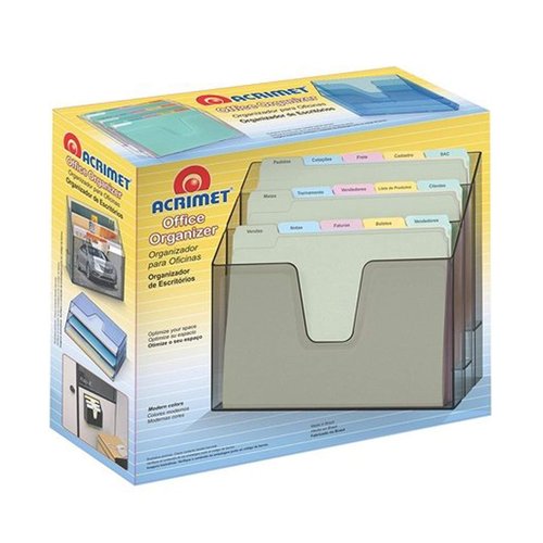 Acrimet Horizontal Triple File Folder Holder Organizer (Solid Blue Color)