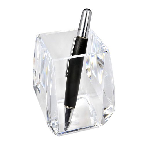 COM. TOP - Acrylic Pen Holder, Clear Desk Pen Cup, Office Supplies, Stationery Organizer, Makeup Brush Holder, 2 pack