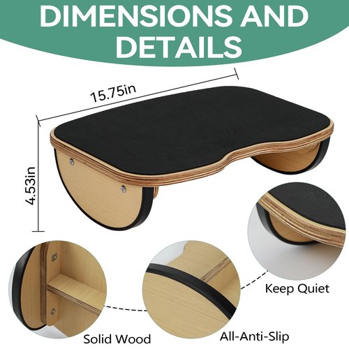 Wood Foot Stools for Under Office Desk,Ergonomic Rocking Footrest with All-Non-Slip Mat,Foot Rest for Under Desk at Work,Feet Support Leg Under Stools Footrest for Home Office Gaming