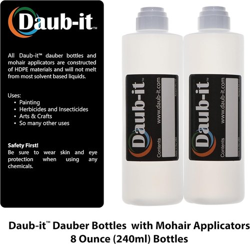 Racquet Art Daub-It Empty Bottles with Applicators - 8 Oz Mohair Dauber - 2 Pack for Precision Application