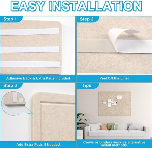 Large Felt Bulletin Board - 24"x18" Frameless Soft Cork Board for Home & Office Decor