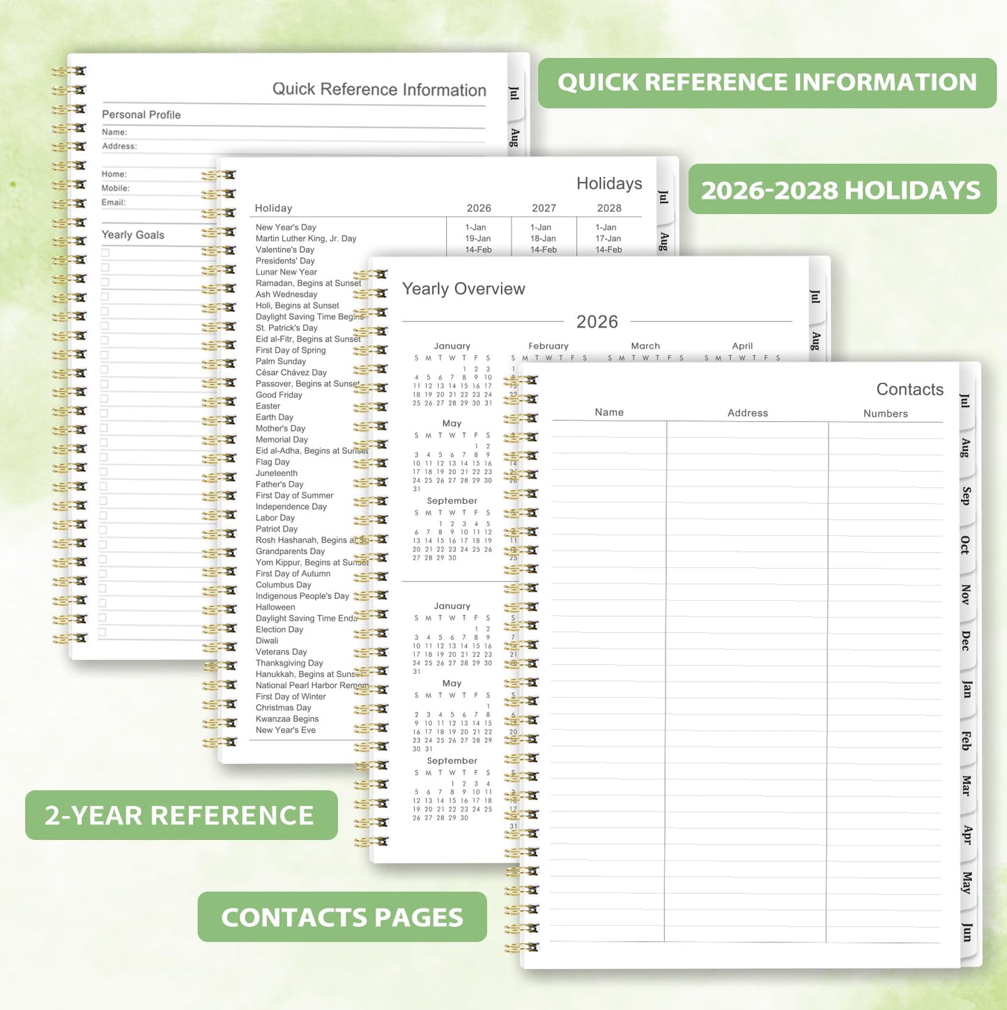 Planner 2026-2027 - 2026-2027 Planner Weekly and Monthly with Tabs, 9’’ × 11’’, July 2026 - June 2027, Hardcover, 12 Monthly Tabs, Premium Paper, Twin-wire Binding, Inner Pocket
