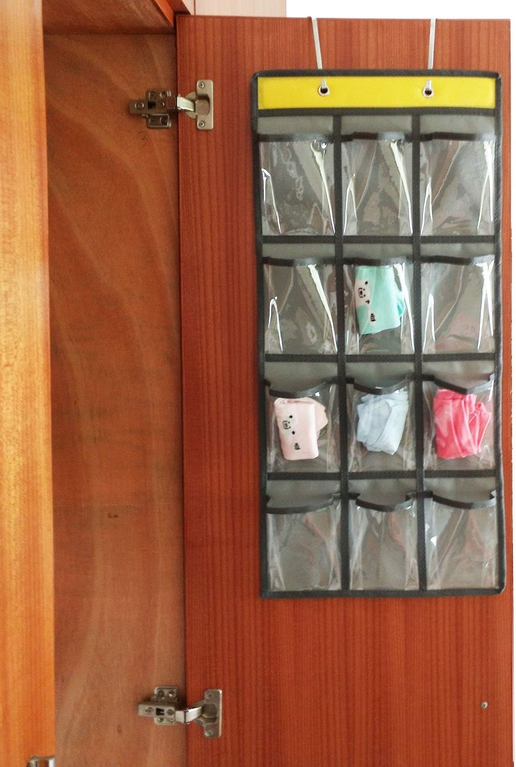 Classroom Pocket Chart - Over The Door Organizer for Phones & Accessories | 12 Clear Pockets in Grey