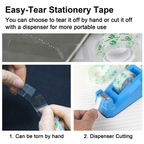 BOMEI PACK 144 Rolls Clear Tape Refills Transparent Tape,3/4 Inch x 800 Inch,Stationery Tape Rolls for Dispenser,Gift Wrapping Tape for Office,School and Home,1 Inch core,Easy Tear by Hand
