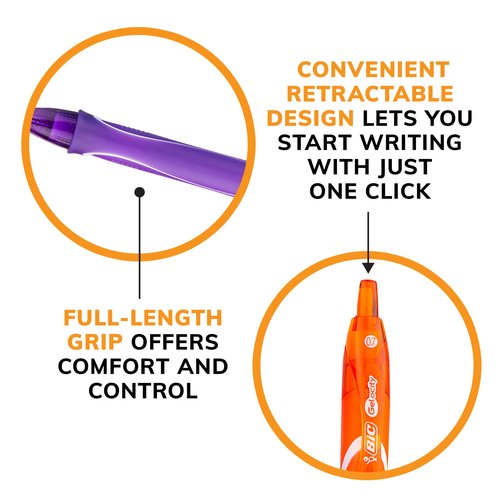 BIC Gelocity Quick Dry Gel Pens with Vivid colors and Smooth Writing, 0.7 mm Medium Point, 12-Count in Assorted Ink