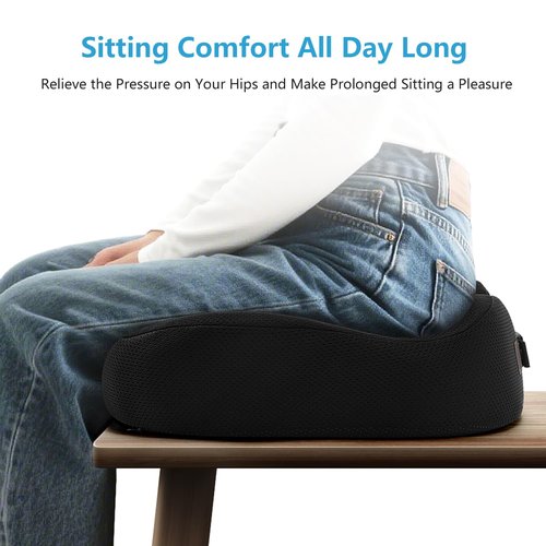 LSMColda Orthopedic Memory Foam Seat Cushion - Donut Pillow for Tailbone Pain Relief, Sciatica, Hemorrhoids & Postpartum - Office Chair, Car & Home Cushion for Back & Coccyx Support (Black)