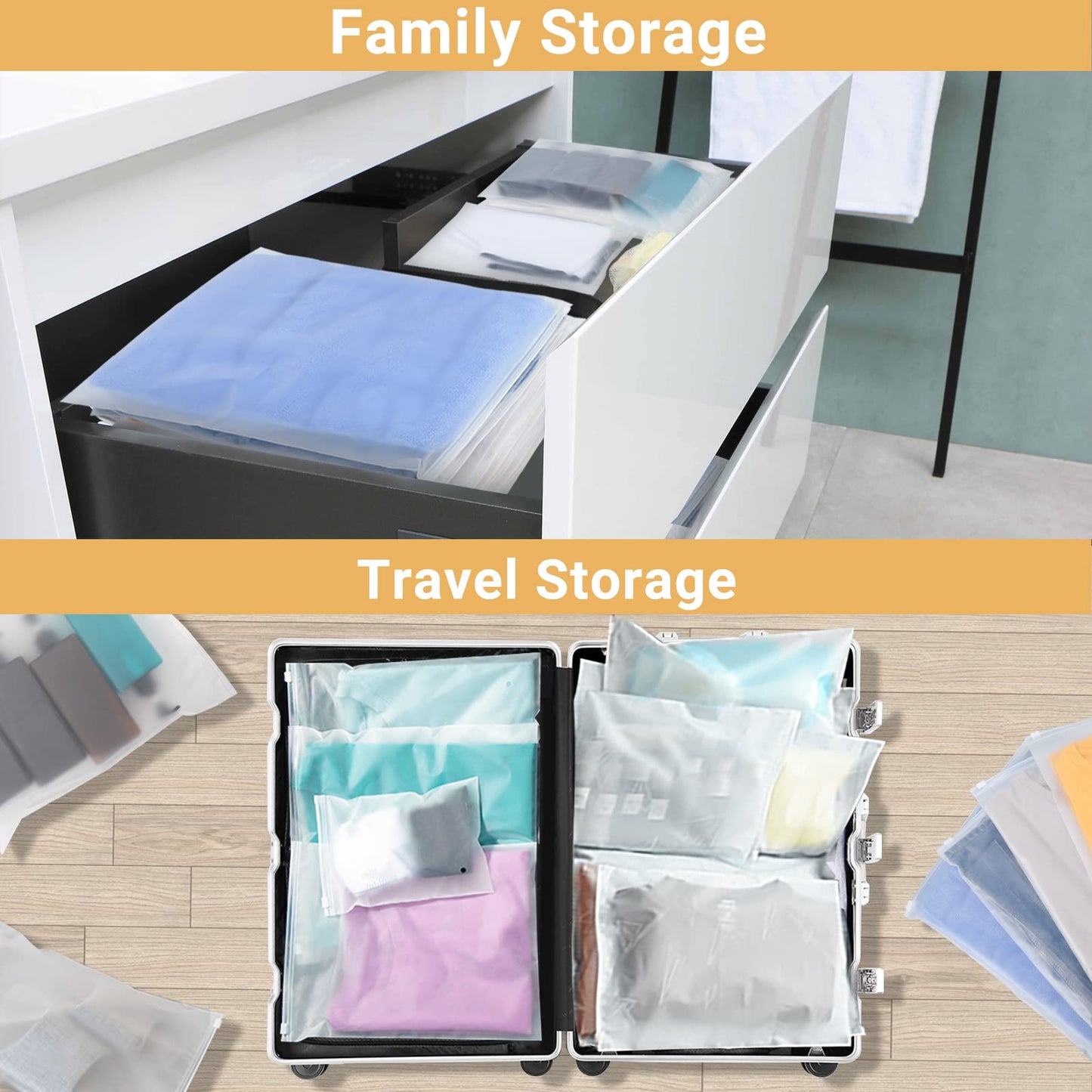 Svaldo Apparel Zip Bags, 100 Pcs 12x16 Inch Plastic Packing Bags for Clothes Selling, Frosted Zipper Poly Bags for Packaging T Shirt, Jeans, Jacket, 3 Mil Thick with Vent Holes