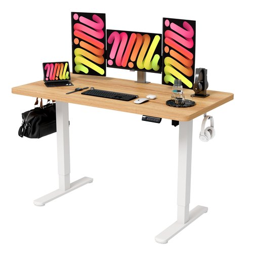 Monomi Electric Standing Desk, 47.2 inches Height Adjustable Desk, Ergonomic Computer Home Office Sit Stand Up Desk with Memory Preset Controller (Light Vintage Brown)