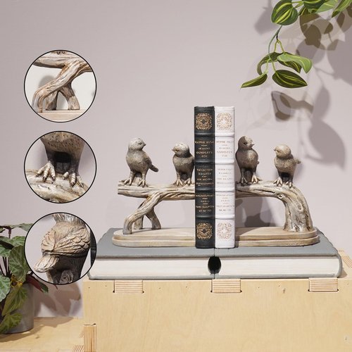 Decorative-Bookends Birds Book-Ends Heavy Duty - Unique Book Ends to Hold Books Heavy Duty Antique Book Stoppers for Shelf Office Desk Books Stand Organizer 2.3 LBS 4.75 * 4 * 6 in Newman House Studio