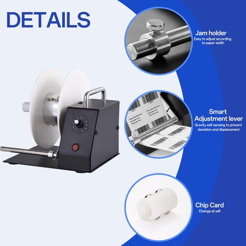 Automatic Label Rewinder Machine | 110V Label Rewinding Machine - 180mm Label Applicator, Unidirectional Rewinding, Synchronizes with Printer