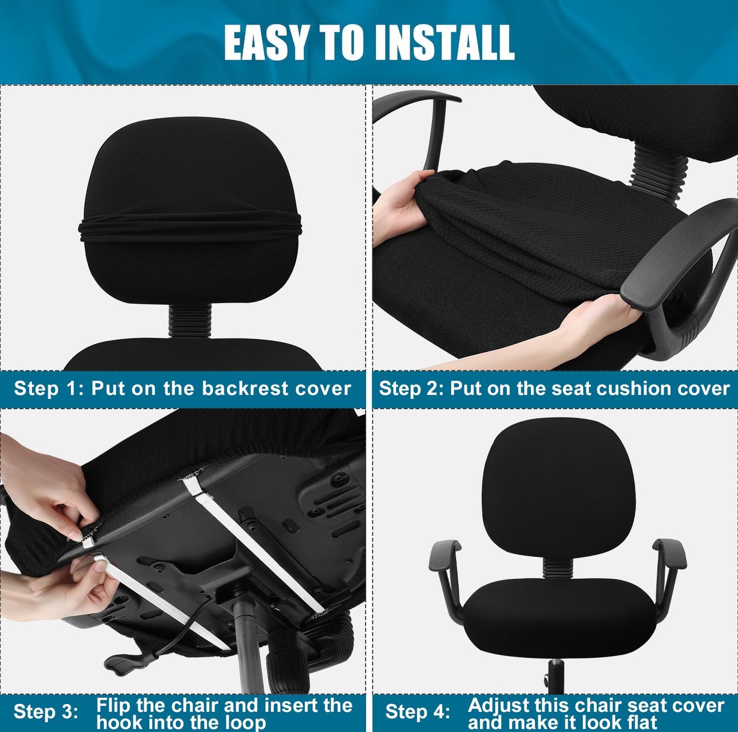 Smiry Stretch Jacquard Office Computer Chair Covers, Removable Washable Universal Desk Rotating Chair Slipcovers Protector, Seat + Backrest Cover, Olive Green