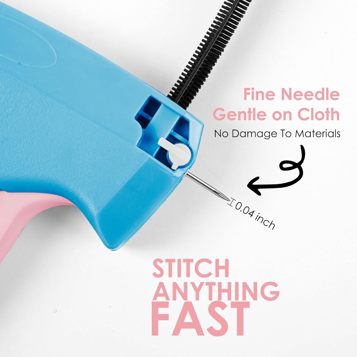 Stitch Gun | Handheld Clothing Fixer with 6 Needles & 2000 Fasteners (Pink/Orange)