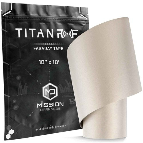 Mission Darkness TitanRF Faraday Tape // 10in W x 10ft L (25.4cm x 3.05m) High-Shielding Conductive Adhesive Tape Roll Used to Connect TitanRF Fabric Sheets or Seal RF Enclosures