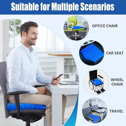 20" Gel Seat Cushion for Long Sitting(Jumbo&Thick) – Office Chair Cushion – Wheelchair Cushions for Pressure Sores – Non-Slip Desk Chair Car Seat Cushion Driving – Sciatica & Back Pain Relief