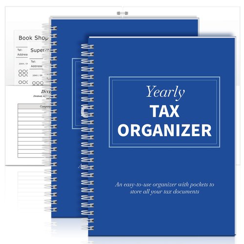 Faccito 2 Pack Yearly Tax Organizer 13"x9.7" Tax Record Organizer with 12 Pockets Spiral Bound Income Folders Monthly Bill Receipt for Home Office Taxes