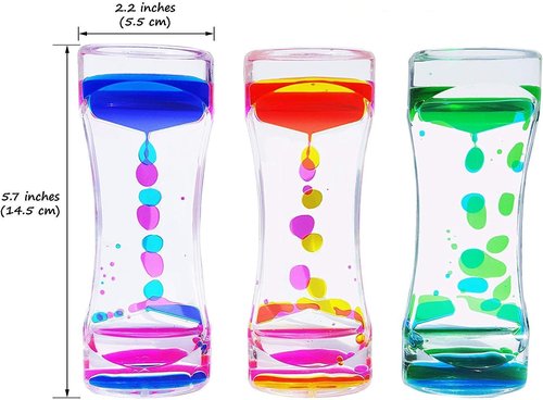 Liquid Motion Bubbler Timer Fidget Toy - 3 Pack Sensory Calming Toy for Kids & Adults