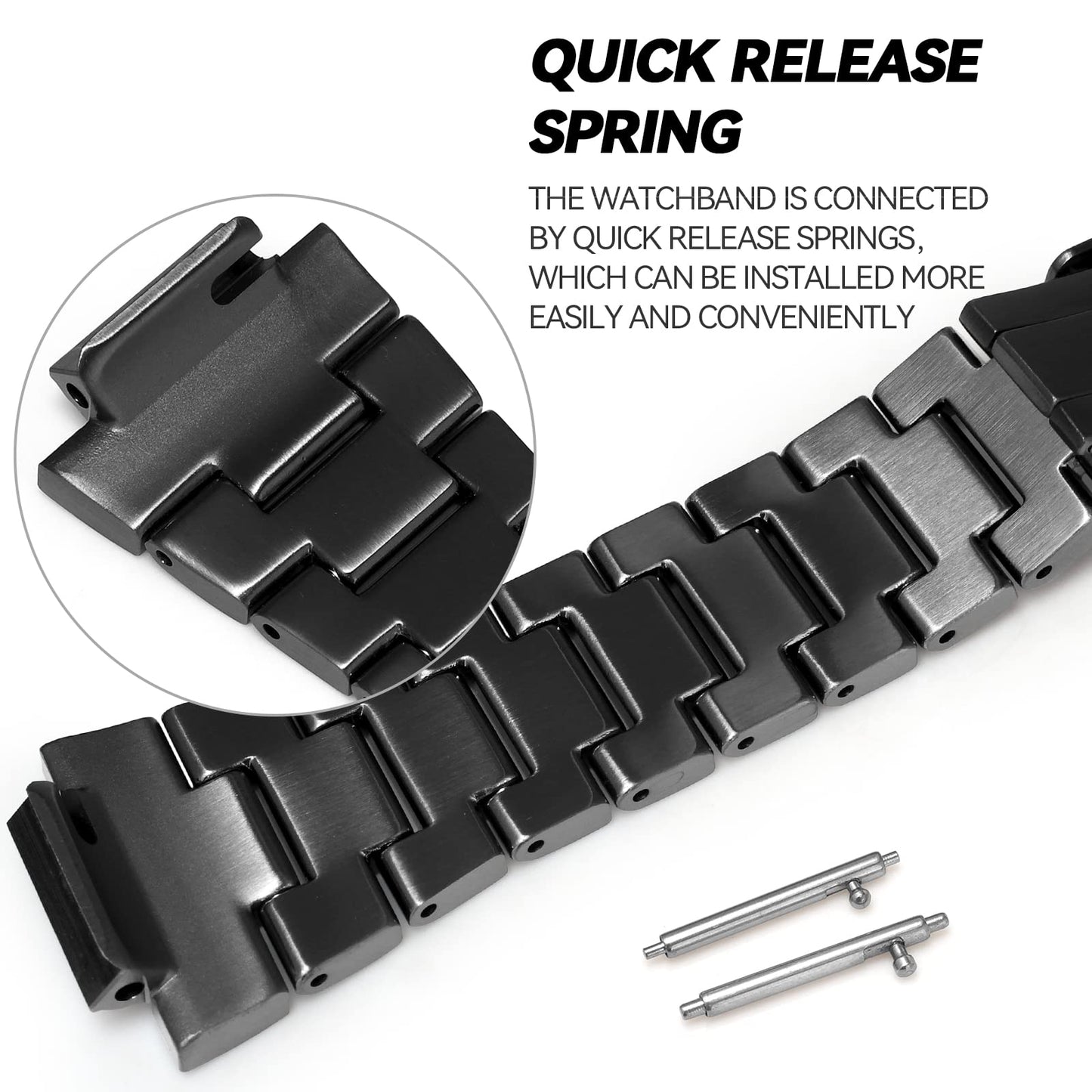 MOD Kit Quick Release Bracelet Metal Watchband Modified Strap 316 Stainless Steel Strip Compatible With Casio For G-SHOCK Men's GM2100 GM2100B-3A