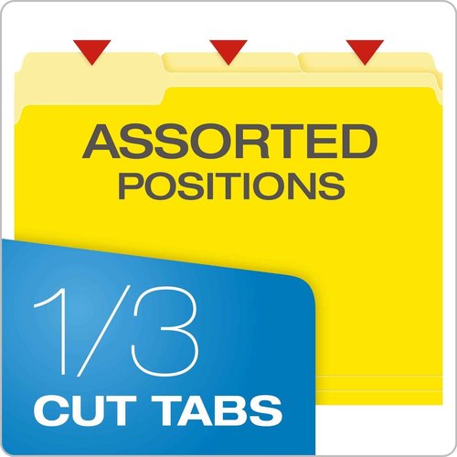 Pendaflex Two-Tone Color File Folders Letter Size Yellow Blue 1/3 Cut Bundle (100 per box)