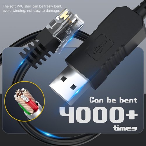 Cordro Radar Detector Cable - USB to RJ11 Plug, 5Ft Length for Escort Passport 9500i & Uniden R1/R3/R7