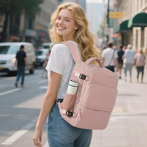 Sinaliy Travel Backpack - Flight Approved Carry-On with USB Charging | Lightweight, Waterproof Design for Women
