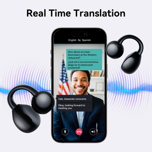 AI Translation Earbuds Real Time, 164 Languages & Accents, 3-in-1 Translator Earbuds with HD Sound Audifonos Traductores Inglés Español Translation Headphones for Travel Business Meeting Learning