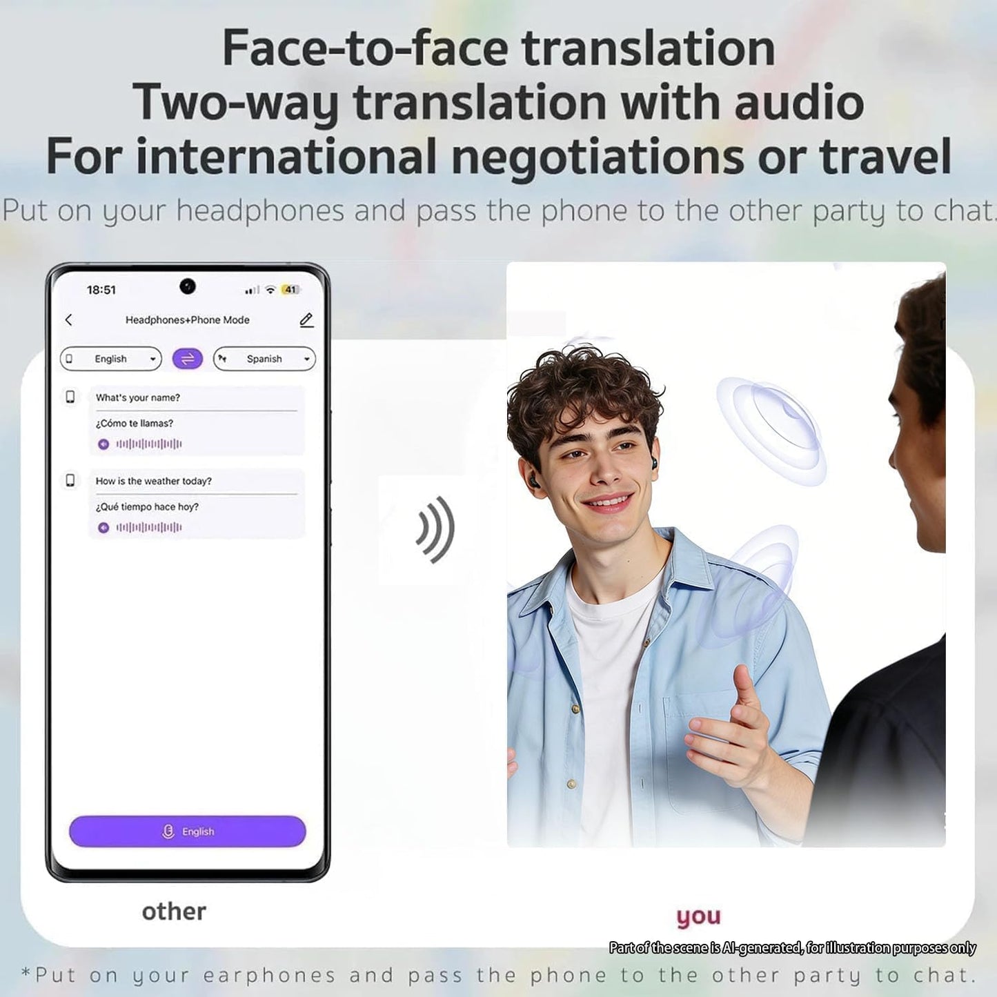 NE76 AI Translation Headphones Real Time 150 Languages, Sleep Earbuds Bluetooth 5.4 in Ear, Mini Sleep Headphones Small Design for Side Sleepers for Travel Education Business Meetings Smoky Black