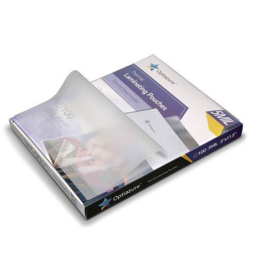 Optiazure Thermal Laminating Pouches 9"x11.5" Inches, 5mil 100Pack, Clear, Letter Size