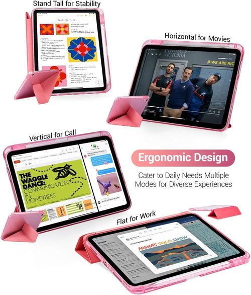 CoBak iPad Case - Protective Cover for 11th Gen 11" & 10th Gen 10.9" | Multi-Angle Stand, Pencil Holder, Auto Wake/Sleep - Pink
