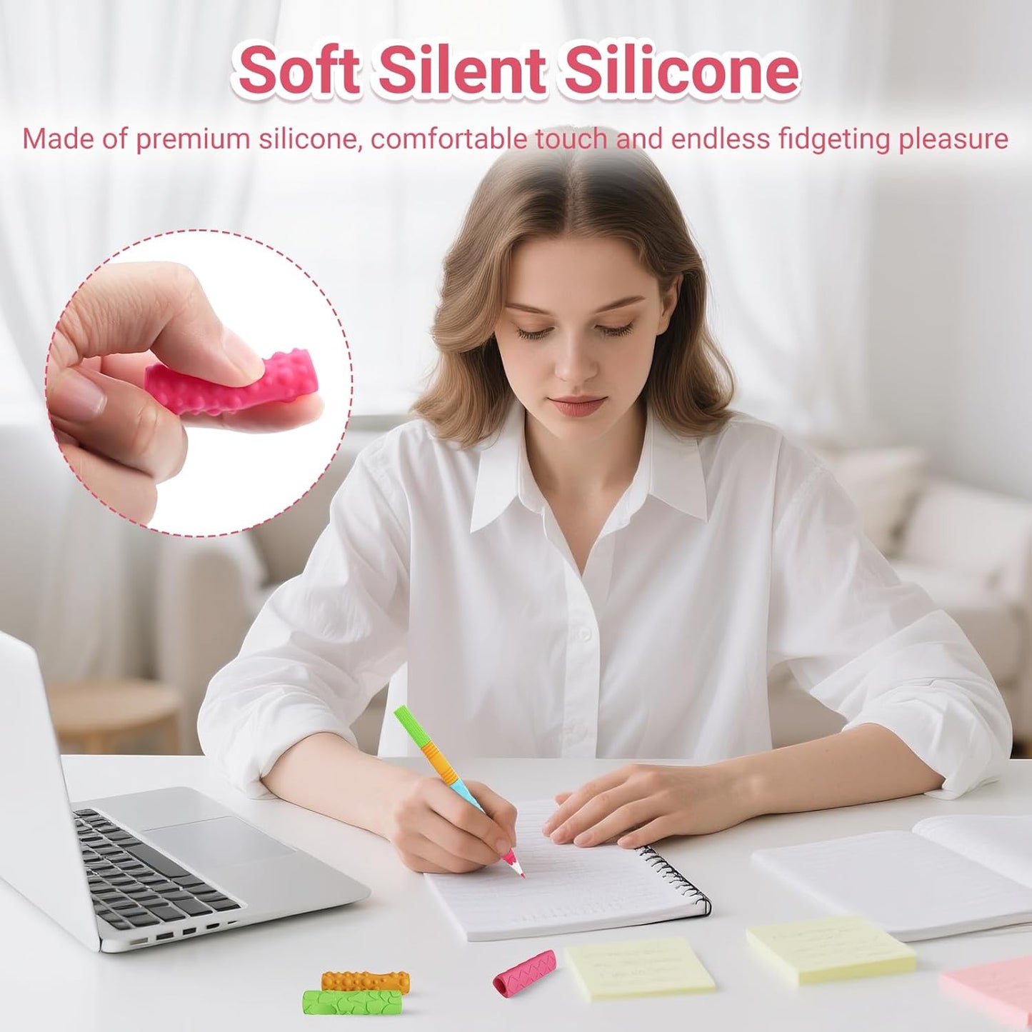 Skiennix Sensory Pencil Grips - 24 Pack Silicone Fidget Toys for Kids & Adults | Autism & ADHD Relief