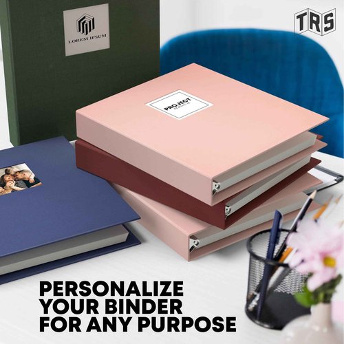 Customizable 1-Inch 3-Ring Binder with Linen Cover & Insertable Window – Ideal for Photos, Portfolios, Recipes, and Presentations – Durable, Eco-Friendly – Made in The USA (Pink)
