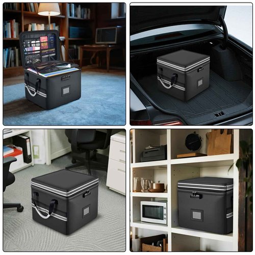 5200°F Upgraded Fireproof Document Box & Fireproof Expanding File Folder, 2 Layer File Cabinet Organizer with lock,Collapsible Water Resistant Storage for Hanging Letter/Legal Folder Home Office-60L