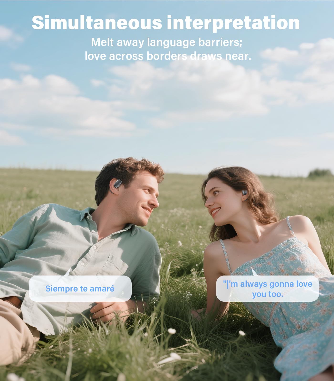 Vilupvie 156 Languages Real-Time Translation Earbuds, 0.5s Instant AI Voice Translator with 60H Playtime, Open-Ear Bluetooth Headphones, Zero Subscription Fee for Business, Travel & Learning