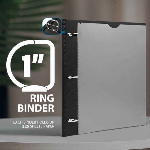 WOT I Telescoping 3 Ring Binder 1 Inch 4 Colors + Telescoping 3 Ring Binder 1 Inch Black 4PCS