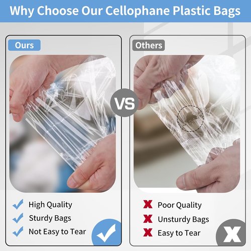 Cellophane Bags - 100 Pcs Resealable Clear Poly Bags for Clothes, Party Favors & Artwork | 10x14 Inches