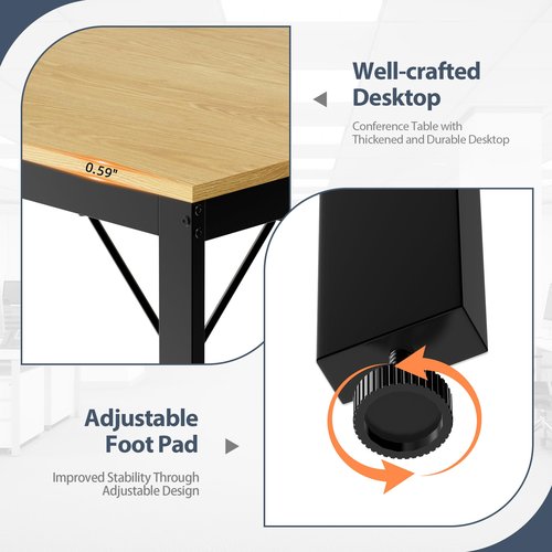 Furmax 6.5FT Conference Table, 78.74" Meeting Seminar Table for 6-8 People, Boardroom Table Workstation with Strong Metal Frame for Office Conference, Meeting Room (Light Oak)