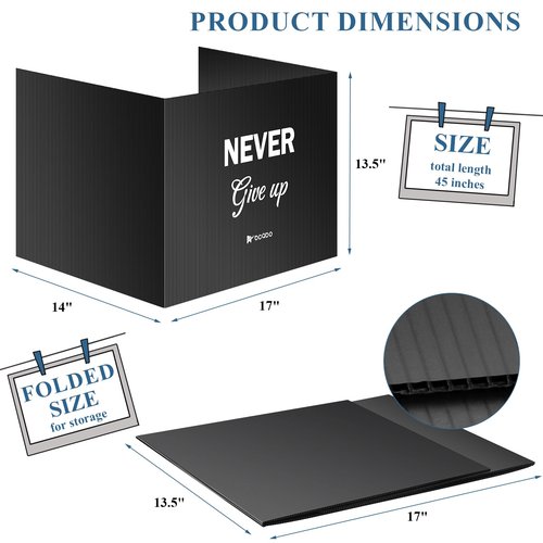 Bcabo Privacy Shields for Student Desks, Inspirational Privacy folders for Student Testing Desk Dividers- Includes Extra Labels, Black (Pack of 24)